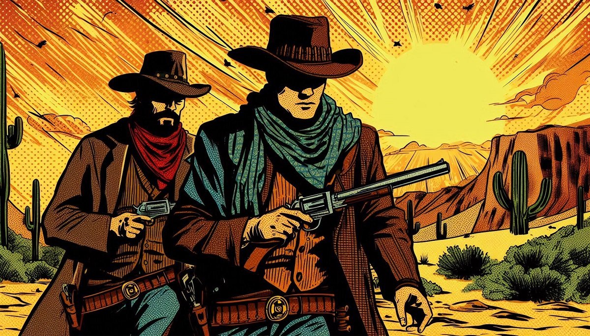 barret y wyatt por fin liberrados comienzan su andadura hasta el proximo pueblo: la roca arizona